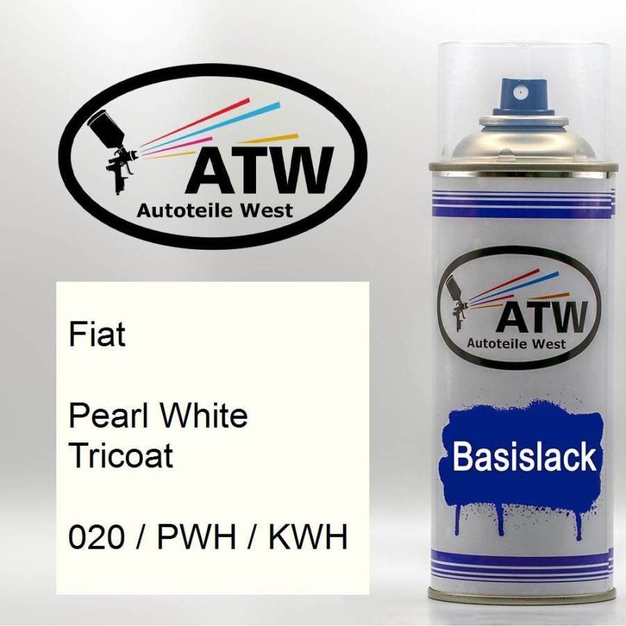 Fiat, Pearl White Tricoat, 020 / PWH / KWH: 400ml Sprühdose, von ATW Autoteile West.